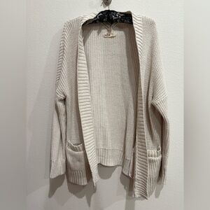 Hollister Women's Beige/Cream Oversized Open-Front Cozy Knit Cardigan, Xs-Sm